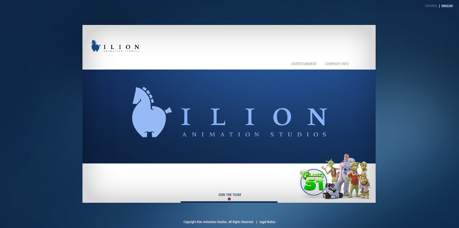 Diseño web ventana inicio Ilion logotipo
