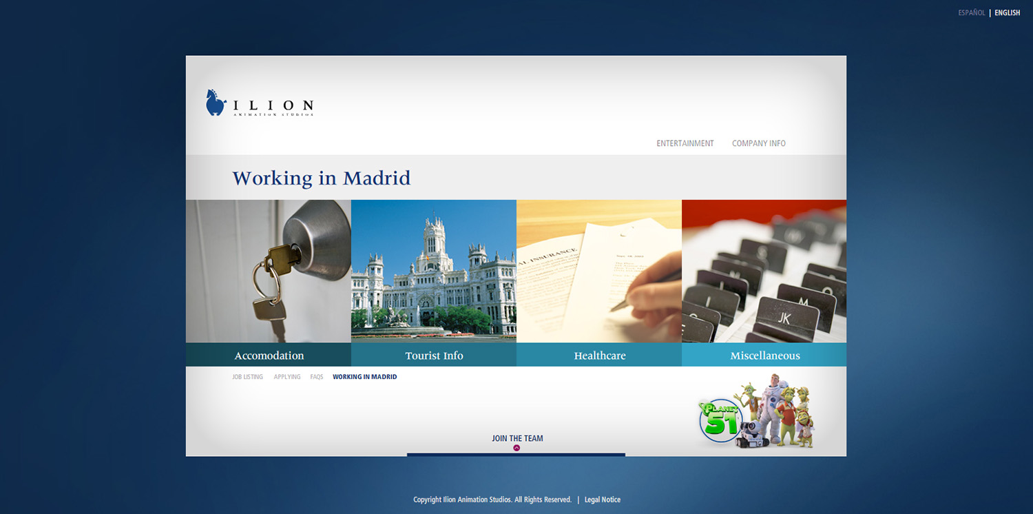Diseño ventana Working in Madrid web Ilion