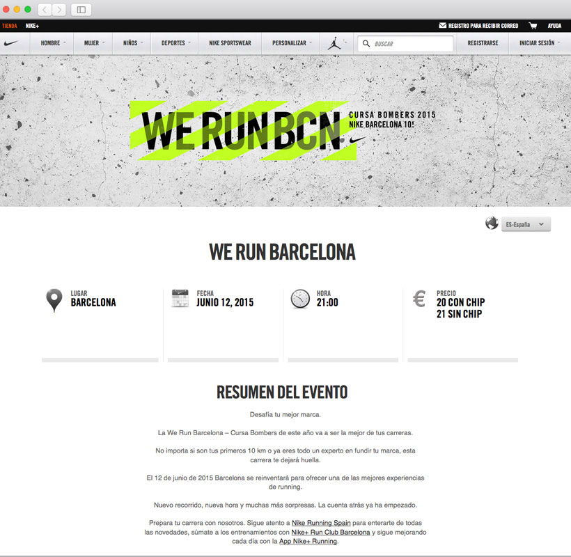 Ventana web WE RUN BARCELONA